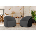 Poltrona Giratória 87cm Heidi Courino Preto | Veludo Cinza -